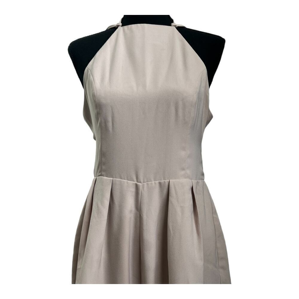 Tan Halter Neck Romper | Flowy Neutral Playsuit - Picture 3 of 11